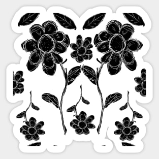 Sketched Flower Pattern (white and black) Sticker